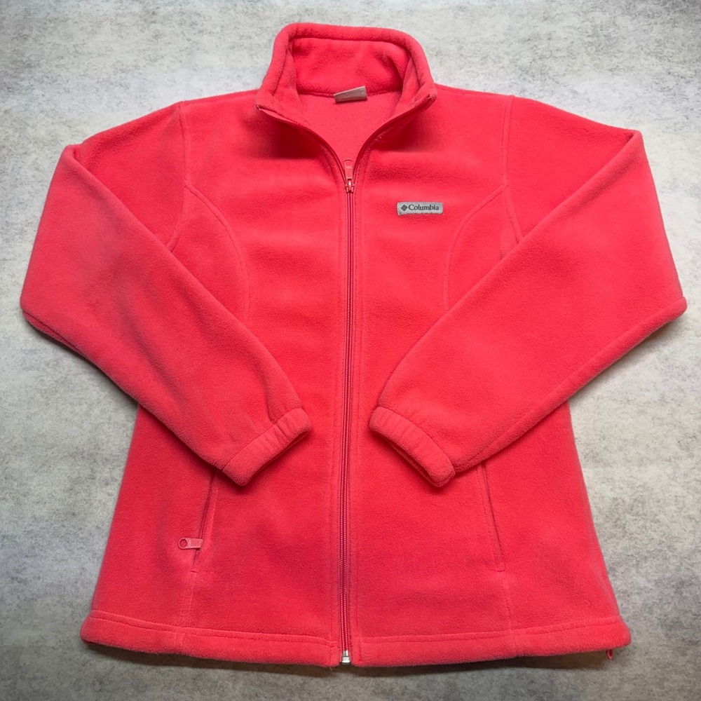 Vintage Columbia Full Zip Fleece Jacket Coral Pink Womens Medium Y2K Gorpcore